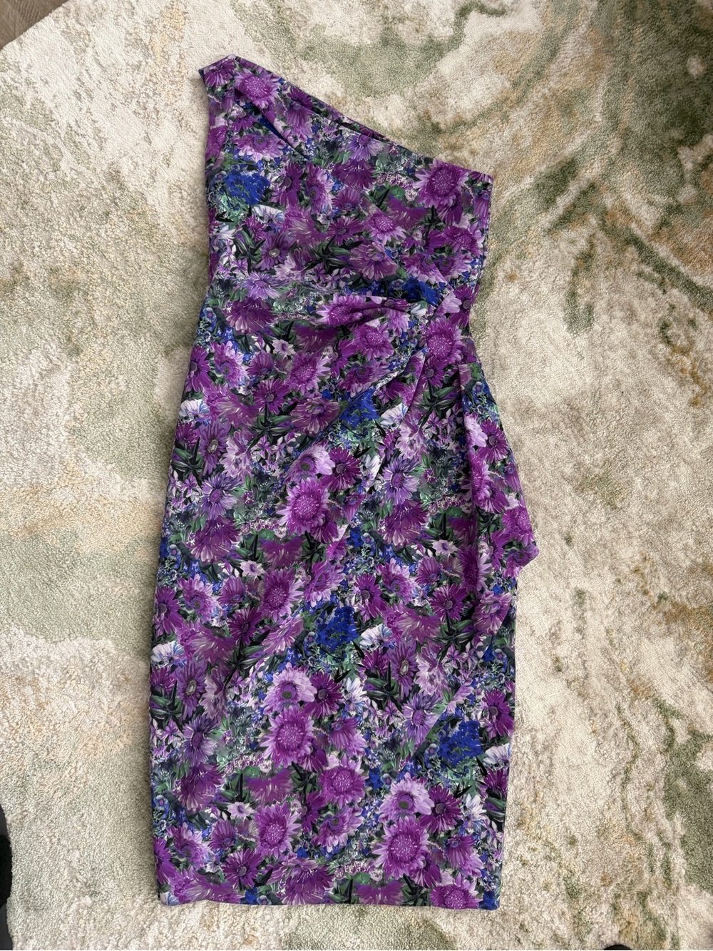 Chiara Boni Purple Floral One Shoulder Dress - Picture 3 of 7